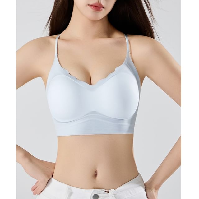 Wildery-Plain Strappy Wireless Bra