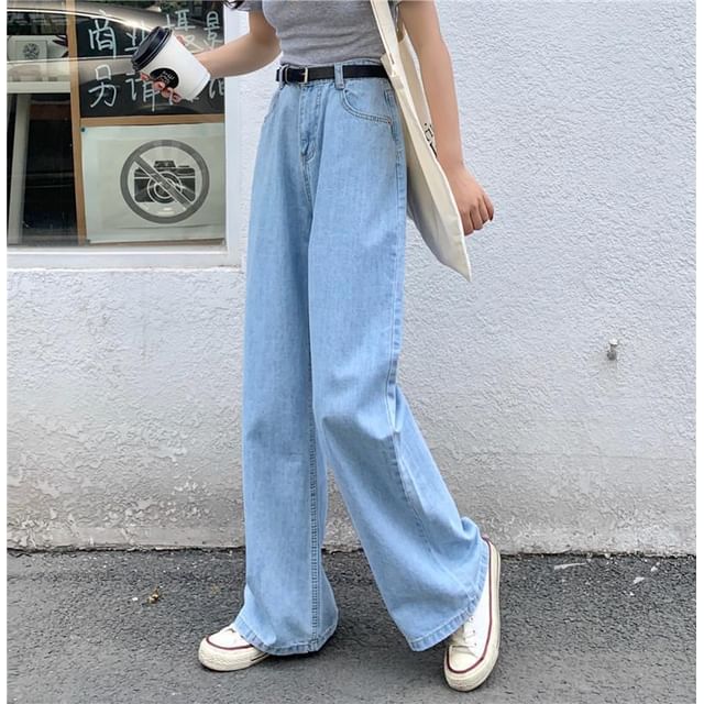 Sisyphi-High Waist Washed Wide Leg Jeans