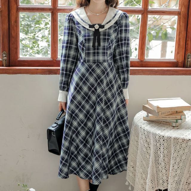 open lace back dress Unique Vintage Multi Plaid Cotton Bobbie Swing Dress main image 0