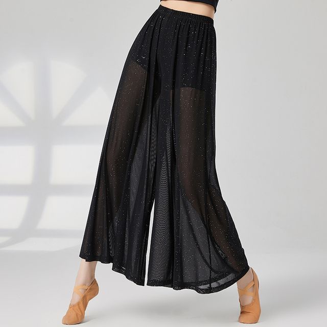 Cossita-Elastic Waist Plain Mesh Culotte