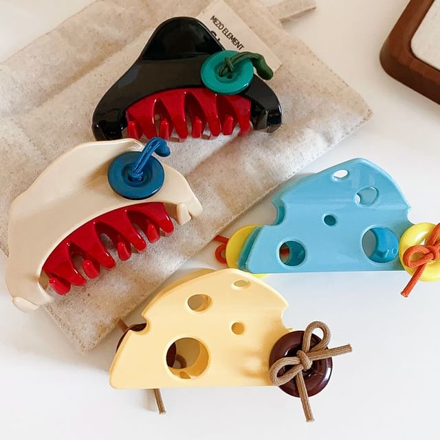 Calafa-Button Hair Claw Clip Various Designs