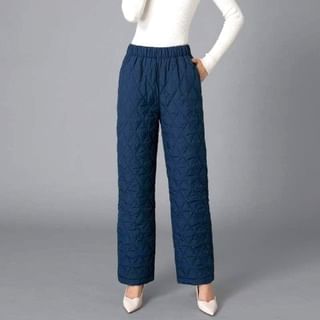 Inchioh-Elastic Waist Plain Loose Fit Pants