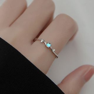 Parskletie-Rhinestone Sterling Silver Open Ring