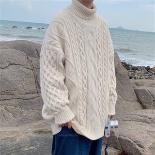 turtleneck cable knit sweater