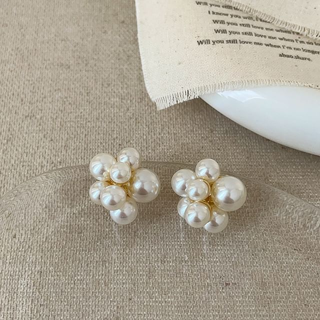 Hansha-Sterling Silver Beaded Stud Earring