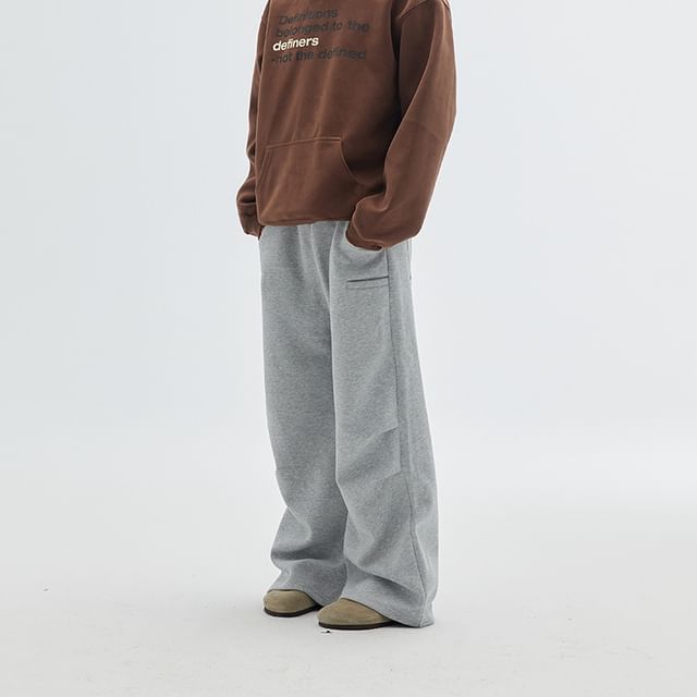 Omozando-Drawstring Waist Pain Wide Leg Sweatpants