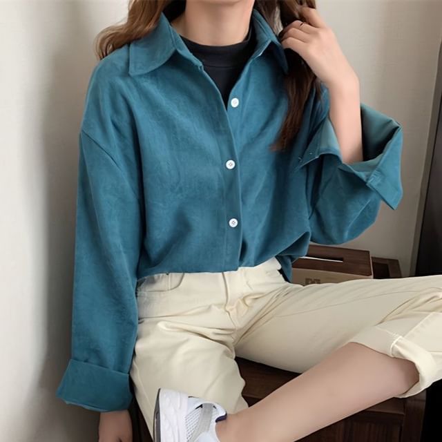 Sisyphi-Long-Sleeve Plain Shirt