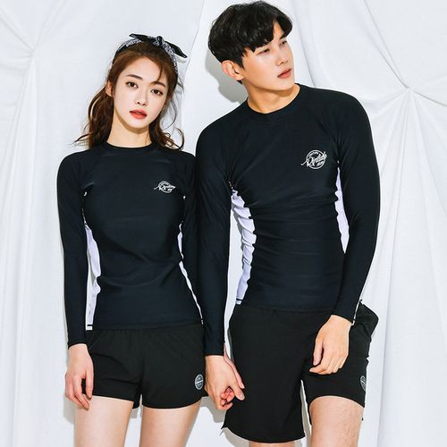 Couple Matching Set: Lettering Rashguard Jacket + Swim Shorts - Asian  Fashion