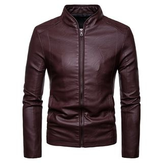 Sheck-Faux Leather Zip Jacket