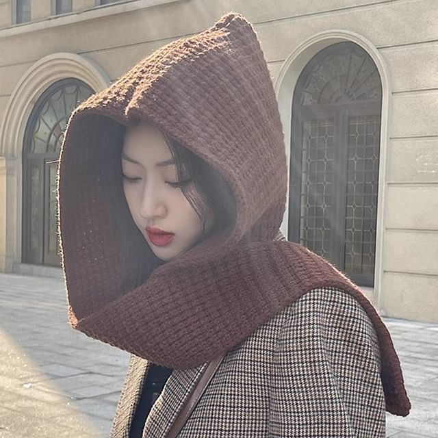 Pompabee-Hooded Knit Scarf