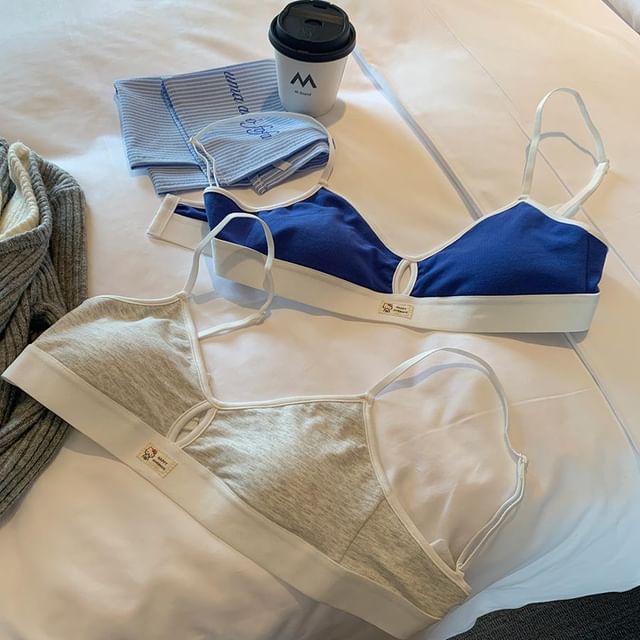 Candyiry-Contrast Trim Seamless Bra Top