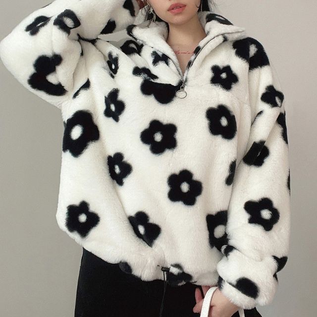 fluffy half zip sweatshirt