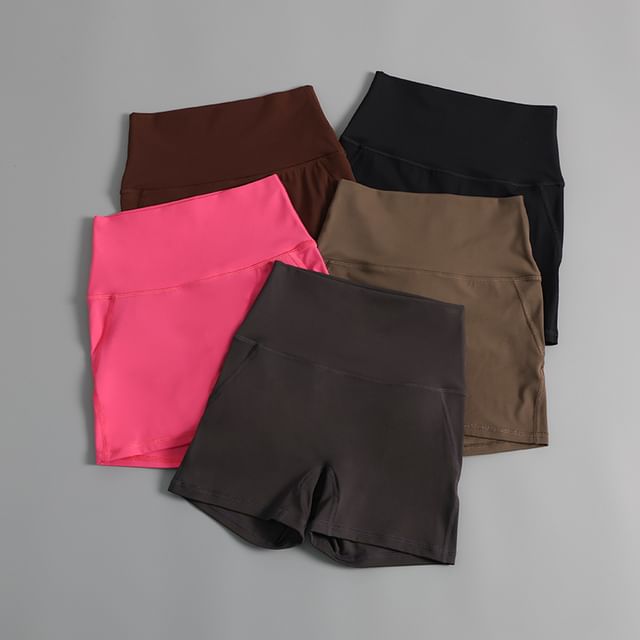 Runyz-High Waist Plain Yoga Shorts
