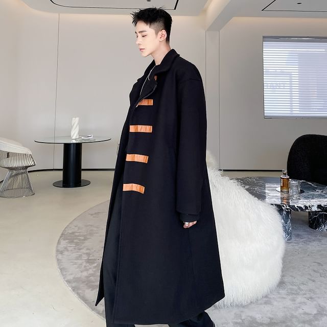 Bjorn-Lapel Collar Two Tone Midi Single-Breasted Coat