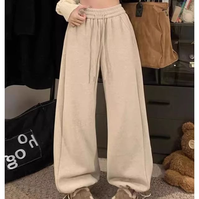 Trendycas-High Waist Plain Wide Leg Pants