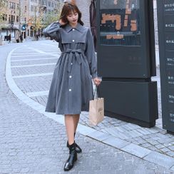 Jinyo - 长袖纯色连衣裙 Jinyo - 长袖纯色连衣裙