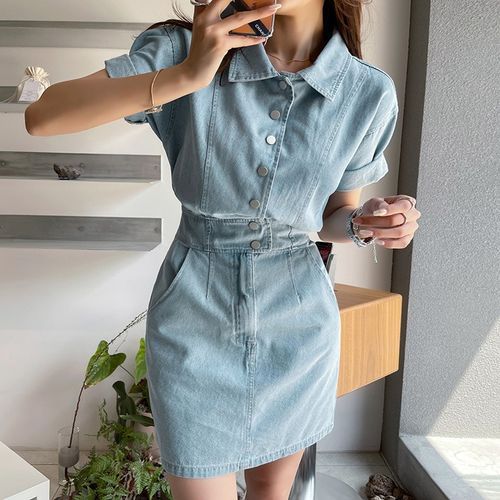 Denim shirtwaist dress online