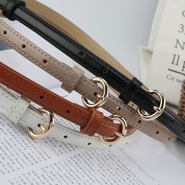 Rofuka-Faux Leather Slim Belt