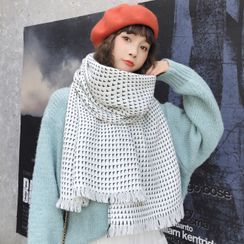 Oktokki - Patterned Fringed Scarf Oktokki - Patterned Fringed Scarf