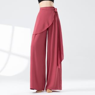 Winkplay Set: High Waist Plain Wide Leg Dance Pants + Wrap Skirt Sale
