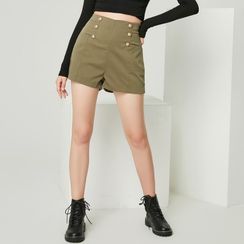 YS by YesStyle - Double-Breasted High-Waist Shorts