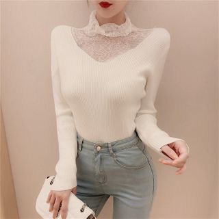 mock neck knit top