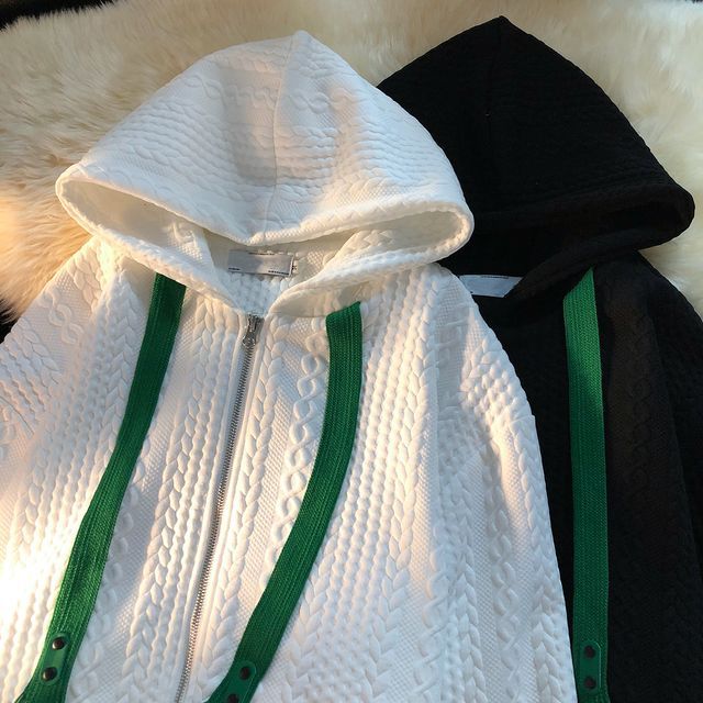 Filmas-Cable Knit Zip-Up Jacket