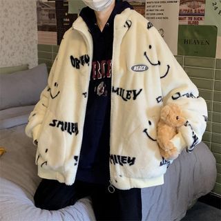 [GRAVER]★ELBOW DOT SMILE FLEECE JACKET Graver | Jackets & Coats | Unisex Smiley Face Logo Elbow