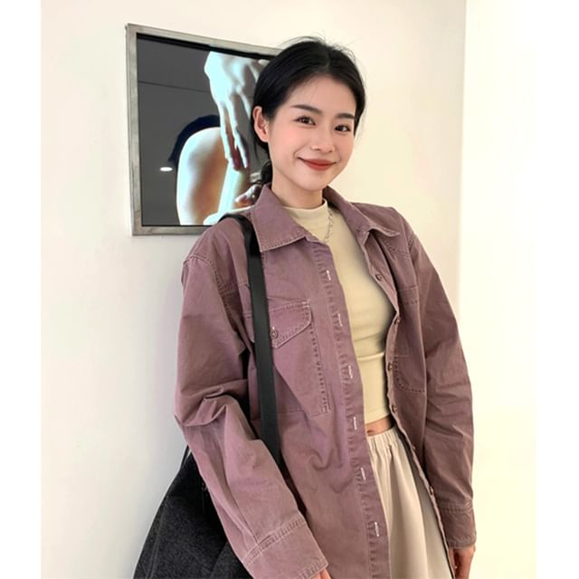 Alfie-Washed Button-Up Shirt Jacket