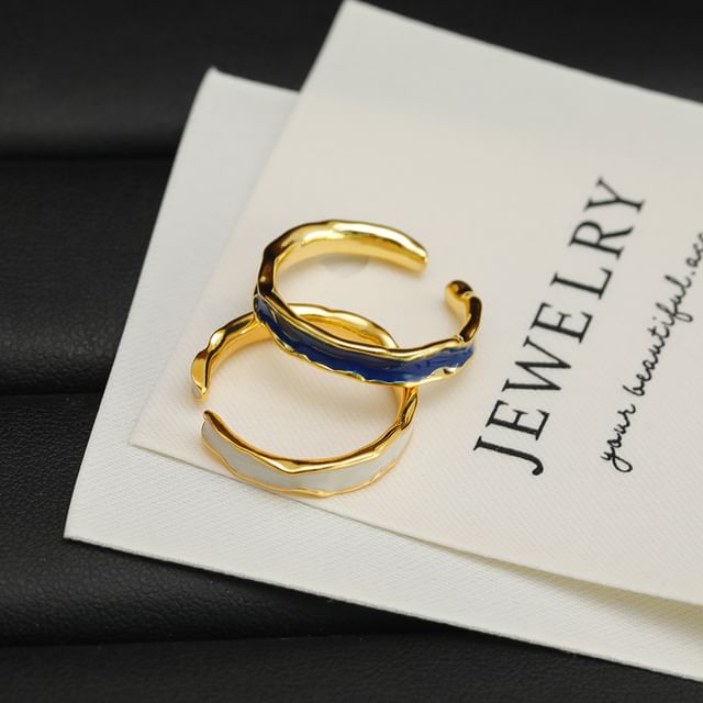 Forainer-Irregular Glaze Alloy Open Ring