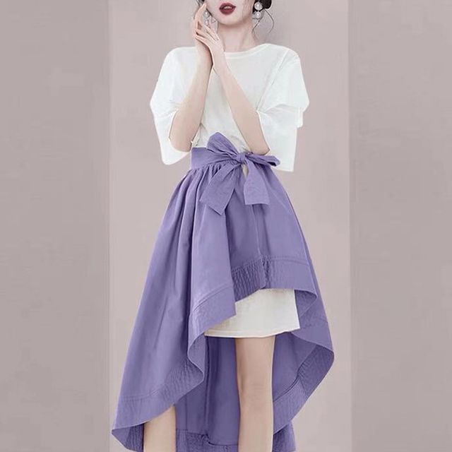 asymmetrical semi formal dress Ever-Pretty Pleated V-Neck 3/4 Sleeves Asymmetrical Hem Cocktail Dress main image 0