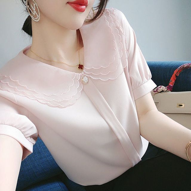 Sienne-Short-Sleeve Layered Collar Blouse