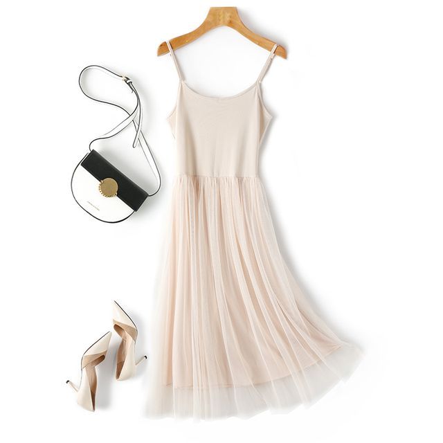 MORETHANOK-Mesh Panel Slipdress
