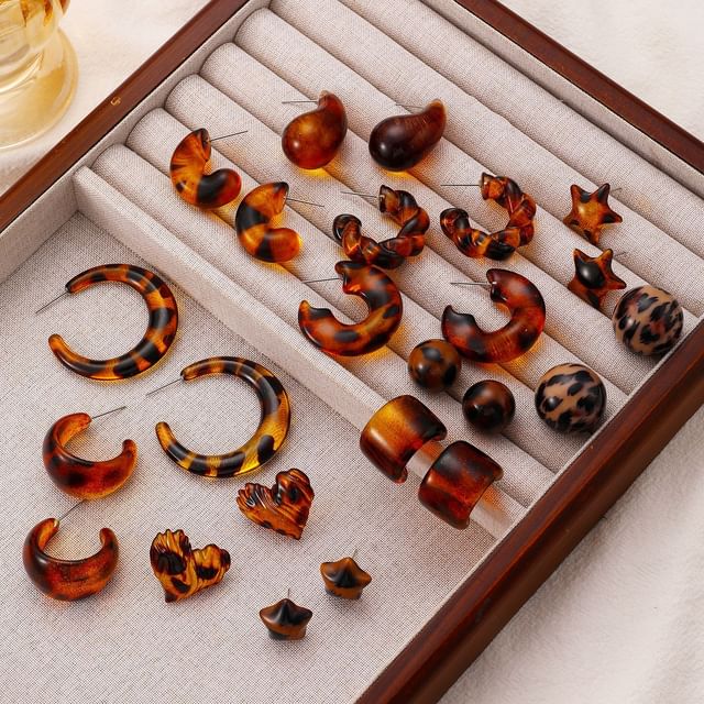 Seirios-Acrylic Open Hoop Earring Stud Earring Various Designs