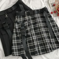 EROPIA - High-Waist Buckled Pleated Skirt