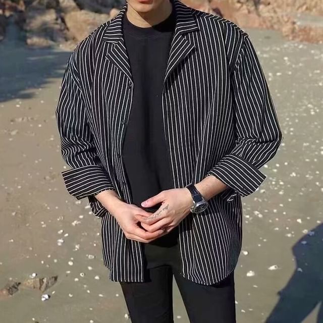 Dukakis-Long-Sleeve Striped Shirt