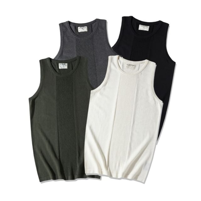 OKONKWO-Embossed Plain Tank Top