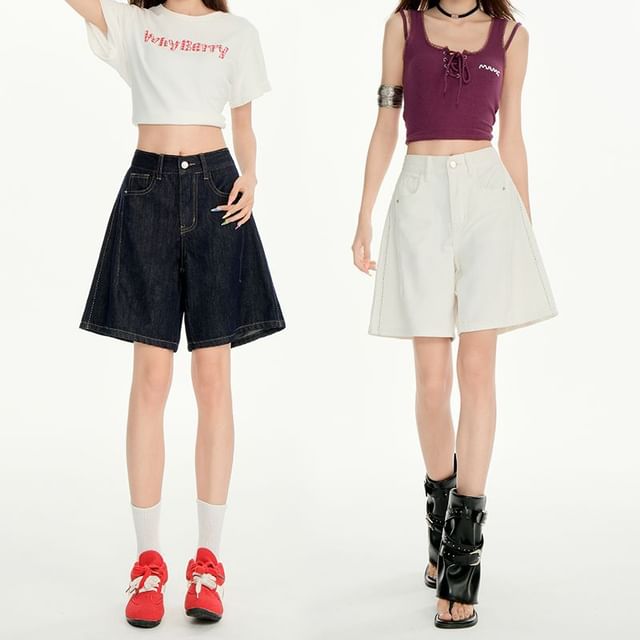 Denimot-High Waist Denim Shorts
