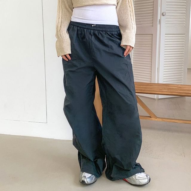 Alfie-High Waist Plain Wide Leg Pants