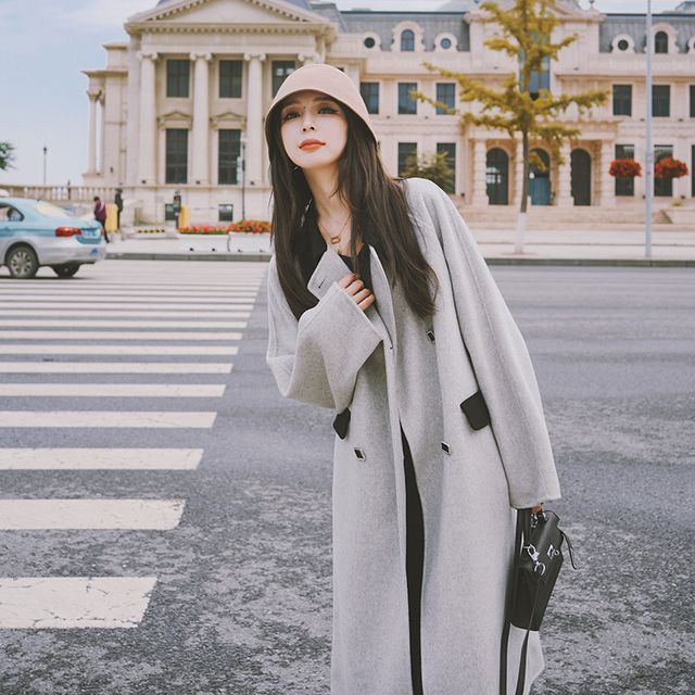 Tzarkozy-Double Breasted Lapel Long Coat