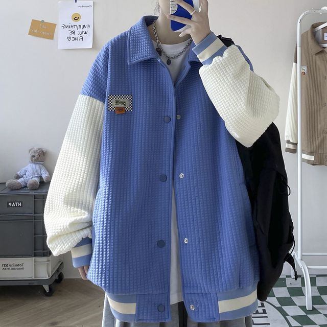 Blue Collared Baseball Jacket