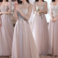 minako - Puff-Sleeve A-Line Bridesmaid Dress (Various Designs)