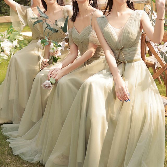 Mesh bridesmaid hot sale dresses