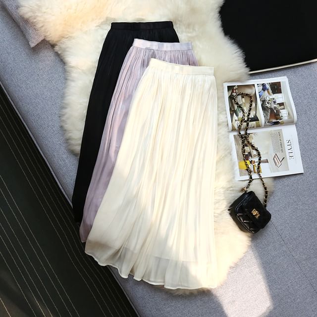 Dragan Pulse-High Rise Plain Midi A-Line Skirt