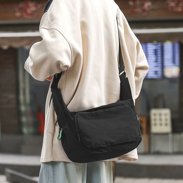 SUNMAN-Nylon Plain Crossbody Bag