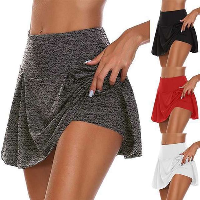 Lexama-Mock Two-Piece Plain Mini Skort