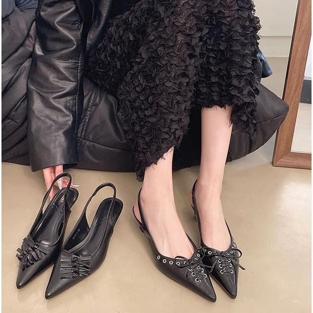 Anjay-Low Heel Pointed Slingback Mules