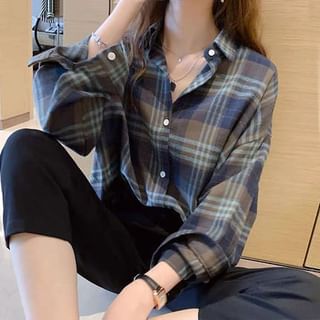 Sienne-Long-Sleeve Plaid Shirt