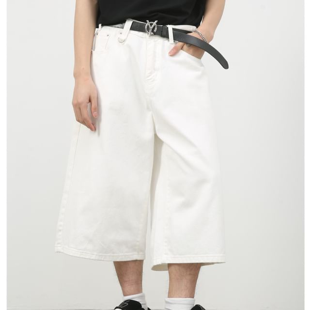 pinkdropper-Mid Rise Capri Loose Fit Jeans