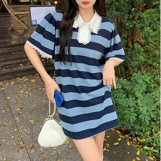 short sleeve striped polo dress